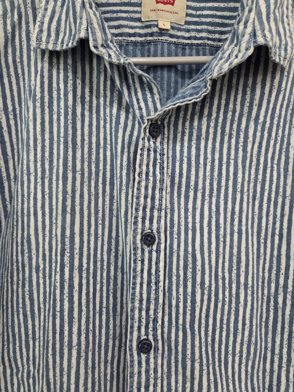 Levi's Blue Stripe  Denim Button-Up Shirt Size Large Slim Fit